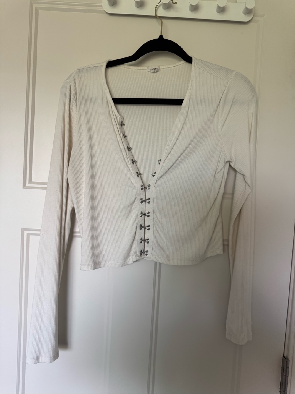 Garage White Ribbed Crop Top